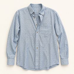 LL Bean Mens XL Regular Wrinkle Free Blue Windowpane Cotton Shirt