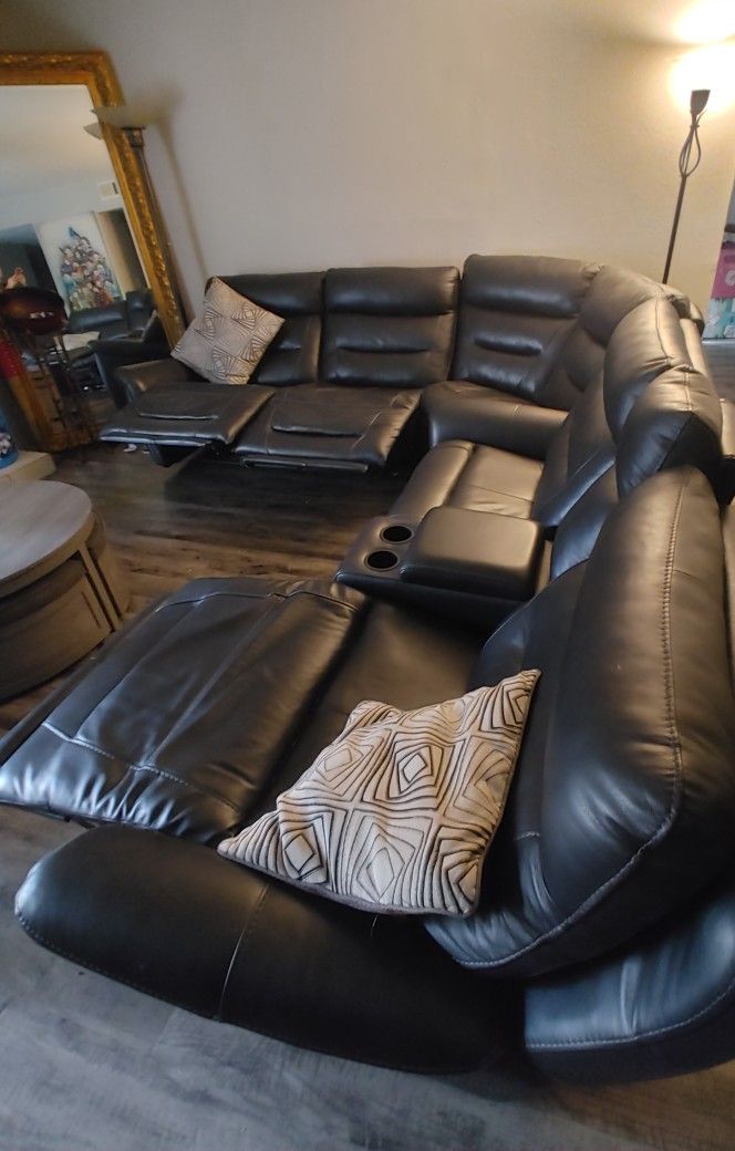 Over Sized Leather Electric Sectional Recliner Sofa