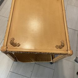 Wooden Serving Trolley Carved With Wheels 
