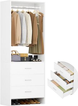 2FT Closet System with 3 Drawers, 24’’ Closet Organizer, Wood Closet Organizer System,