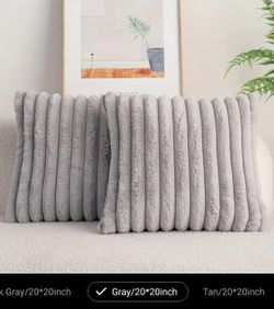 Pair of neutral gray pillow covers 20x20 *NEW