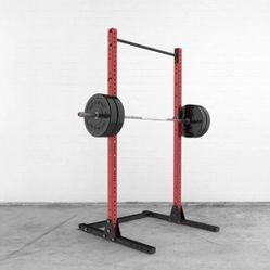 Rogue Squat stand, Red Bella Bar and 160lbs Of Bumper Plates