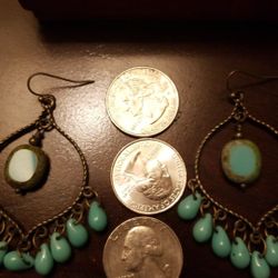 Real Green turquoise, earrings.