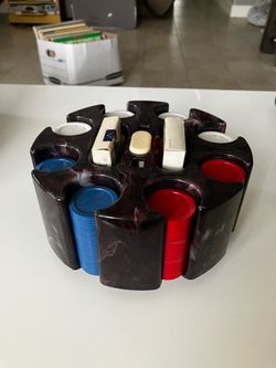 Poker chips and deck of cards