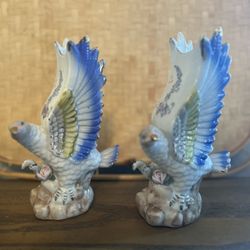 2 ANTIQUE BIRD VASE PLANTERS