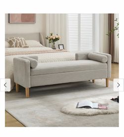 Light gray storage bench