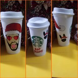 Christmas Bad Bunny starbucks coffee cup