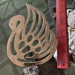 Vintage Brass Swan Trivet Decor Gold