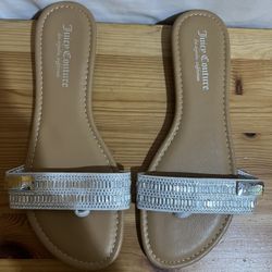 Juicy Couture JC Zippie Silver Slip-On Flats size 9.5 Used Good Condition $30 Meet Up In Irving @dfwgoods