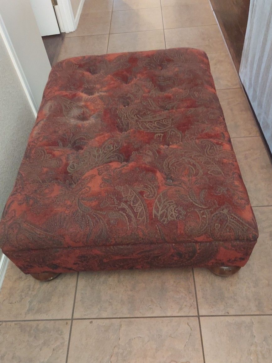 Ashley Oversize Burgundy Tufted Ottoman