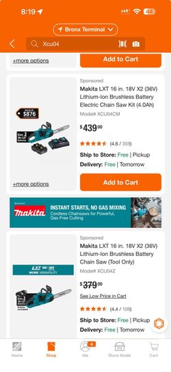 Makita Chainsaw LXT 16in 18V 36V