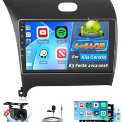 Car Stereo Radio for Kia Forte K3 Cerato 2013 2014 2015 2016 2017 2018 with Wireless Carplay Android Auto, 4+64G 9 inch HD IPS Thouch Screen Bluetooth