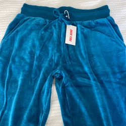 Full Send Teal Velour Sweatpants, Sz L