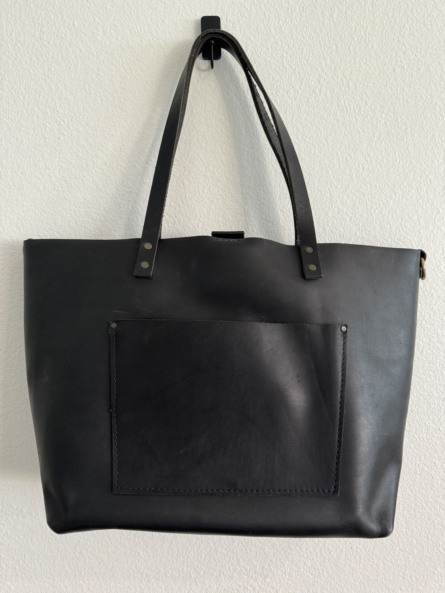 Portland Leather Goods Large Black Leather Tote