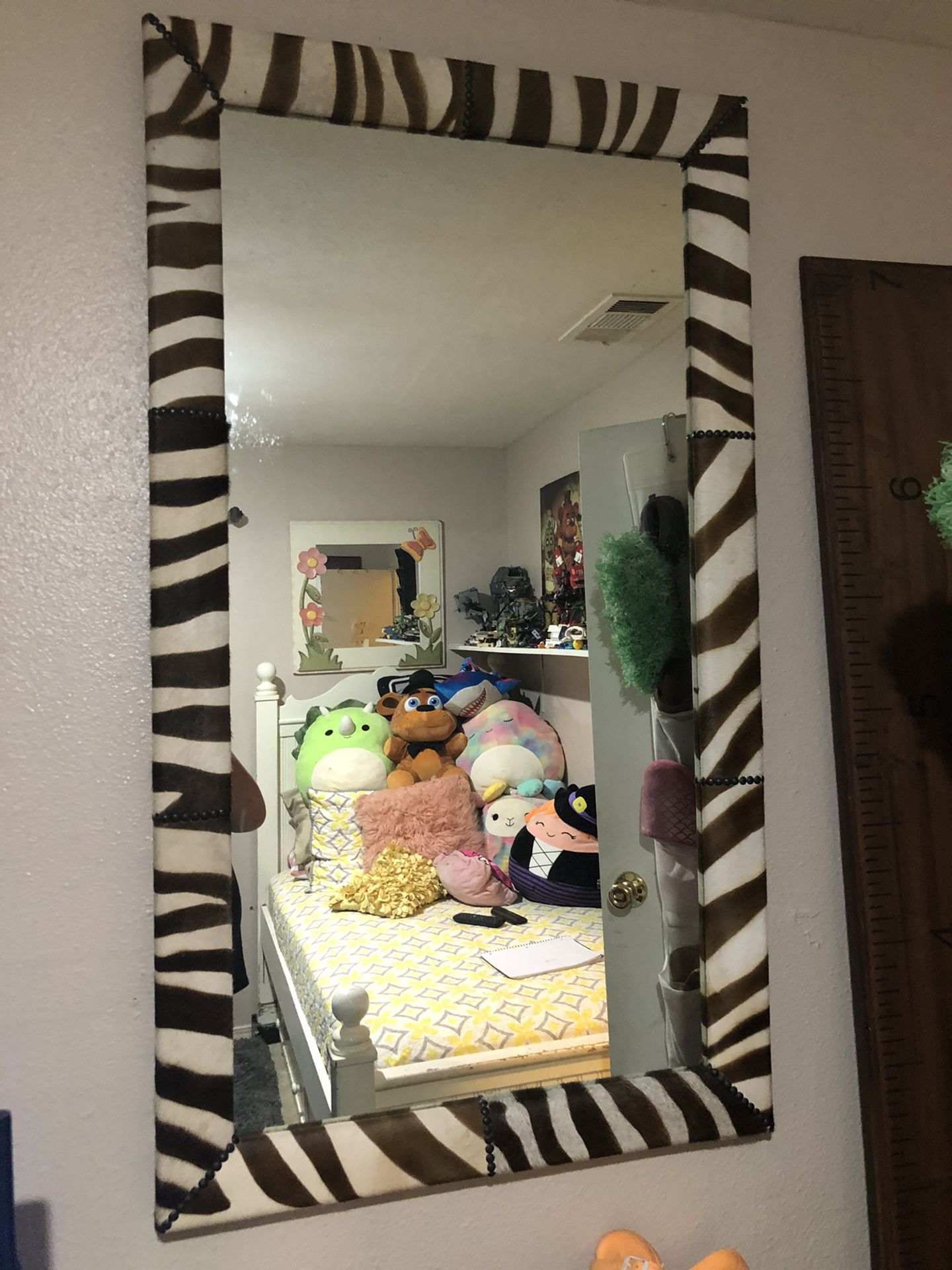 Large zebra leather mirror