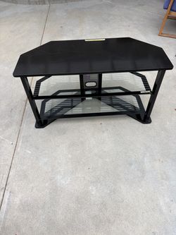 Black Glass 3-Tier TV Stand
