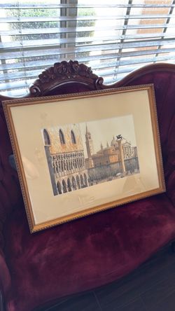Original signed and framed  fine art print San Marco Gold Frame
