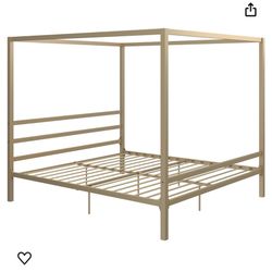 Gold Metal Canopy Bed - Cali King