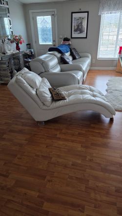 White Leather Lounge Chair $200Obo