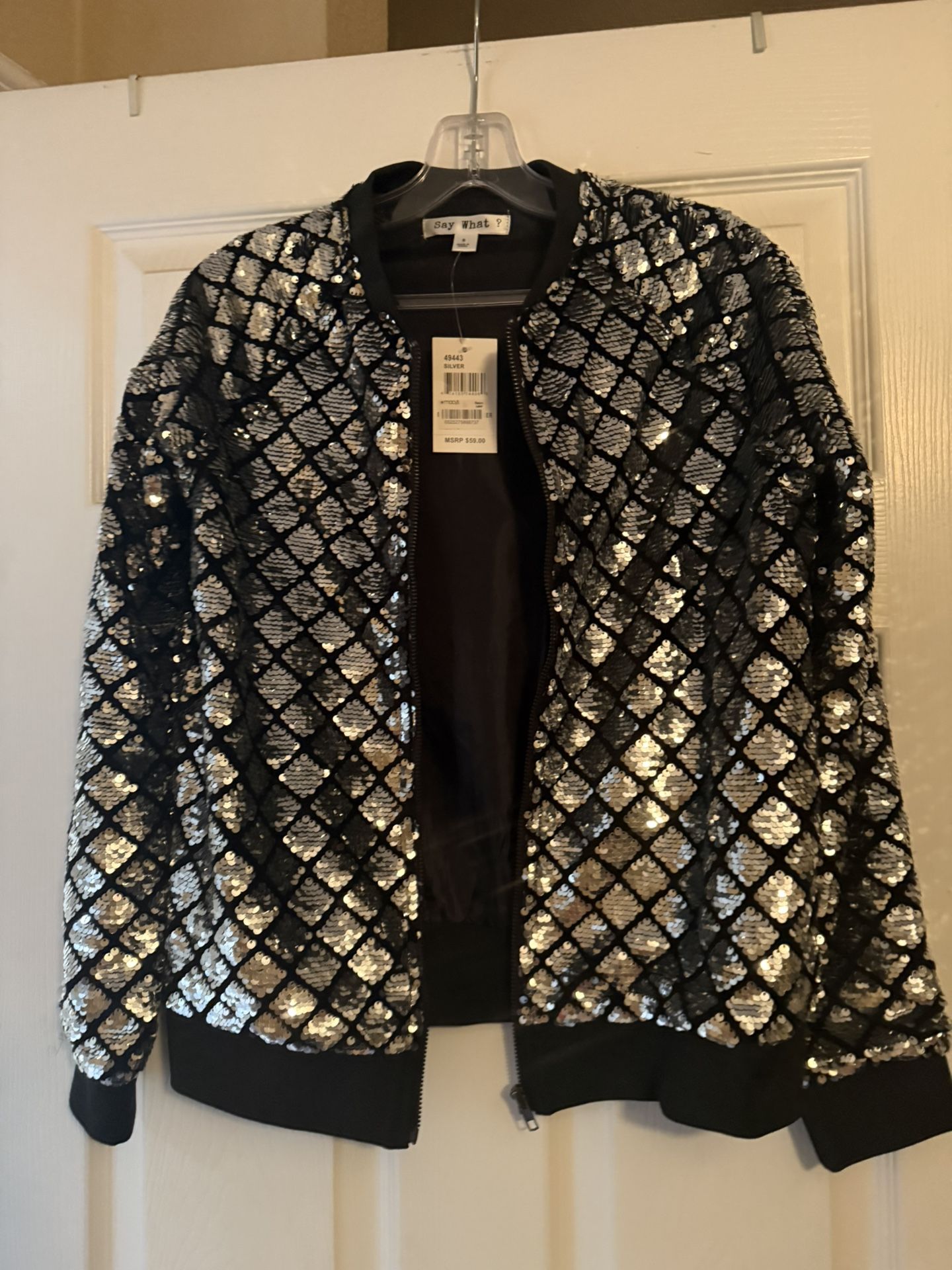 Sequence, jacket, black, and silver New 