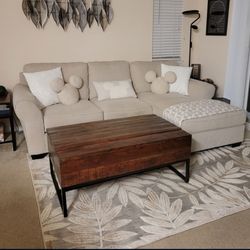 Heavy wood coffee table & side table