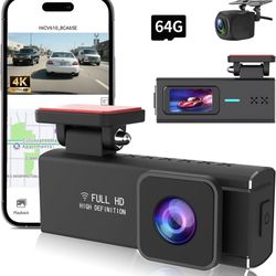 ⭐️NEW 4K Full HD Front and Rear Dash Cam for Cars, with 64GB SD Card