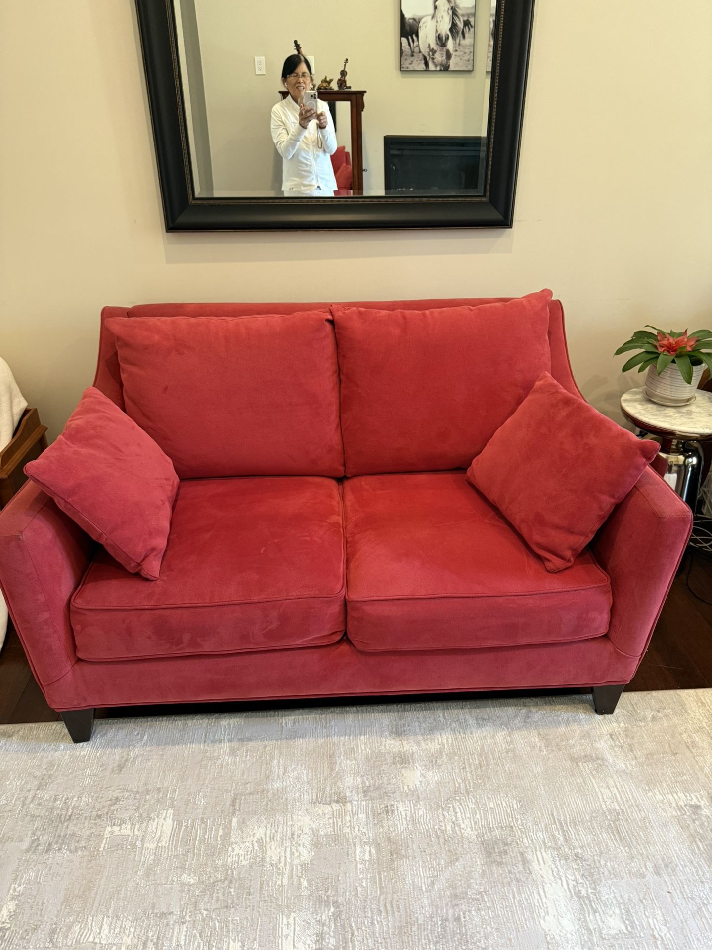 Red suede Two Seater Couch $150