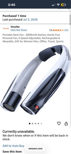Vexolta Portable Neck Fan 6000mAh Rechargeable