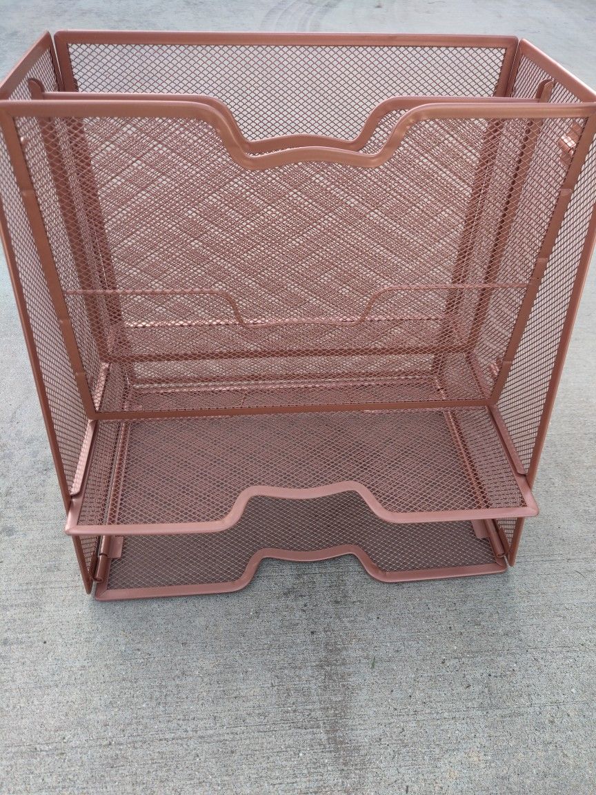 Rose Gold Metal Desktop File Organizer