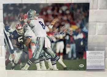 Troy Aikman Autographed Dallas Cowboys Signed 11x14 Photo With ACA- COA