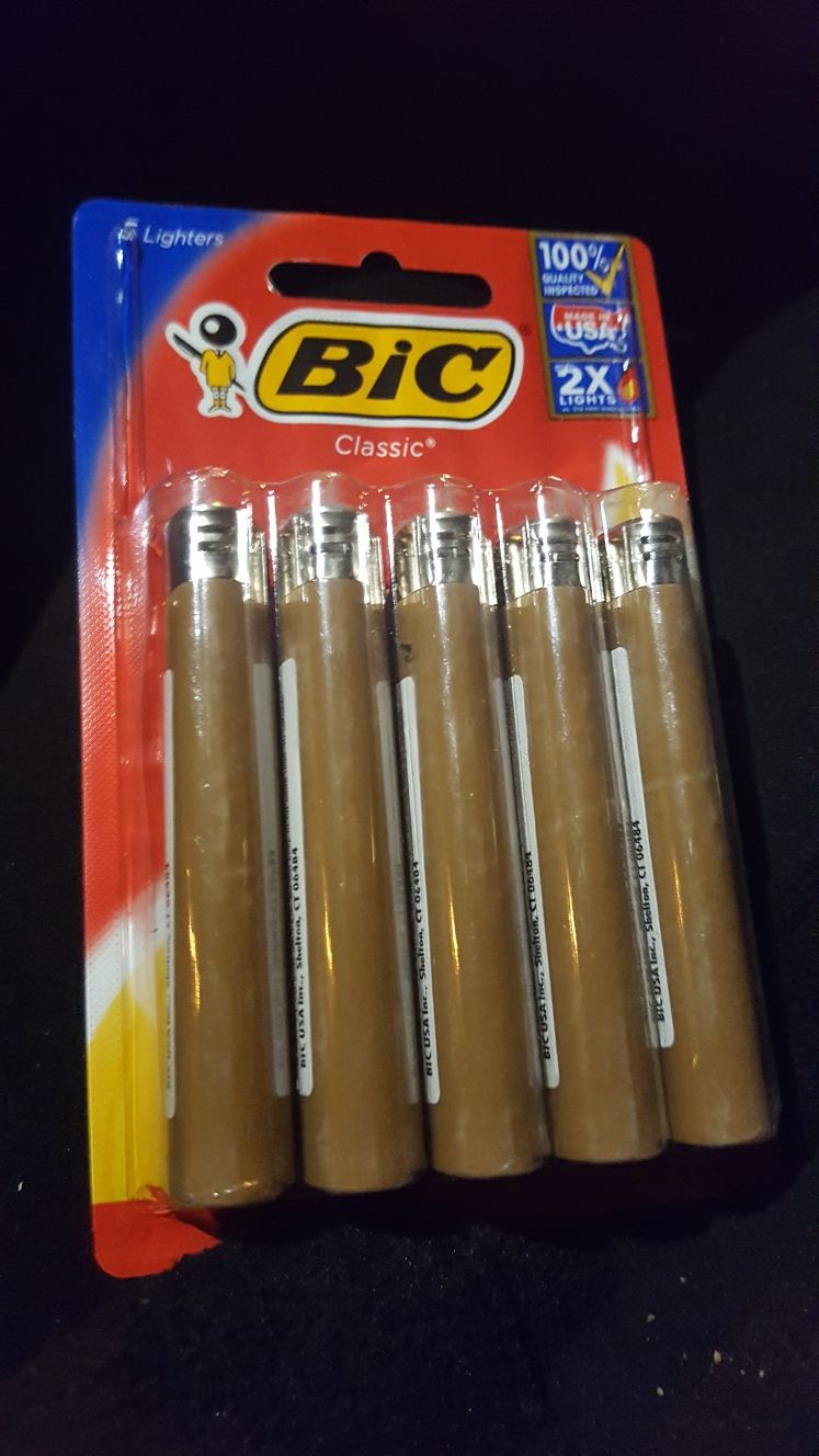 RARE~ BIG BROWN BIC LIGHTERS 5PK