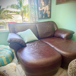 Flexsteel Custom Double Leather Lounger Couch 