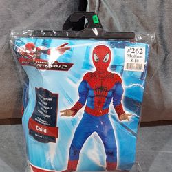 NEW MARVEL THE AMAZING SPIDER-MAN 2,  SPIDER-MAN MUSCLE COSTUME QUILTED MUSCLE SUIT WITH HOODED MASK SIZE 8-10 MEDIUM