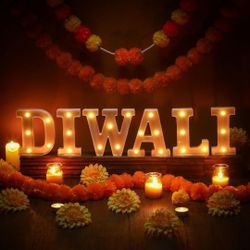 New 6 Pcs Diwali Light up Letters 6.3 Inch Battery Powered Letter Sign Diwali Decor