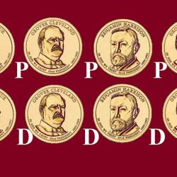 2012 P & D (8 Coin Set) Cleveland 1&2 Harrison Arthur Presidential Dollars BU