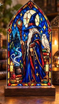 Wizard Stained Glass Bookend Candle Holder