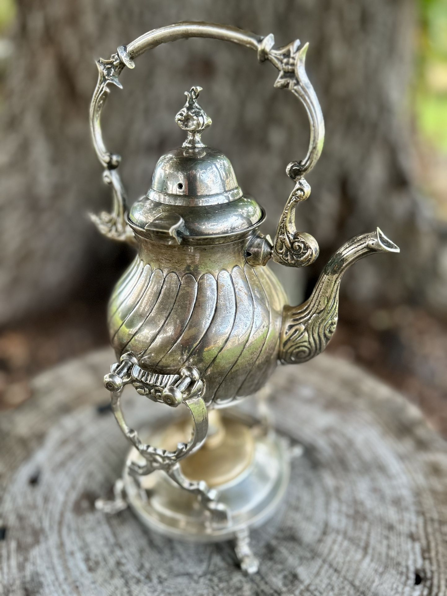 Antique Swivel Teapot Kettle 12.5” Tall With Warmer “Samovar” Victorian Era