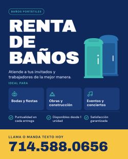 Renta de baños portatiles. Para todo tipo de  fiestas