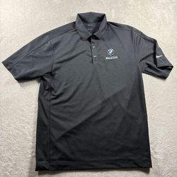Nike BMW Austin Motorsport Tour Performance Polo Shirt Men’s M Black Golf #500