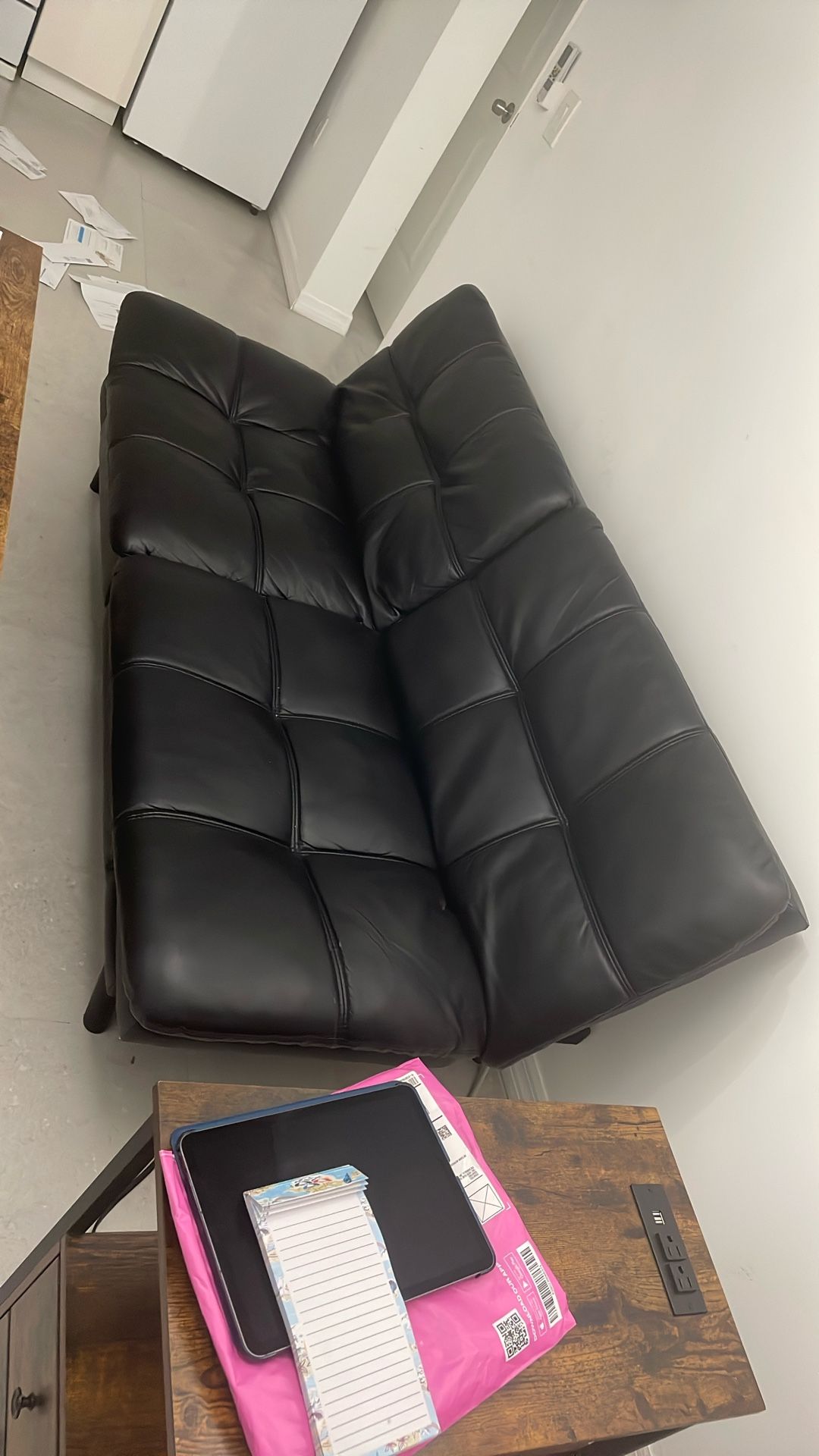 Black Leather Futon Couch