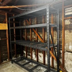 90" X 90" HEAVY DUTY MEGA RACK WITH FOUR ADJUSTABLE SHELVES