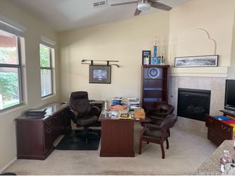 Office Set - Front & Back Desk, File Cabinet, & Bookshelf