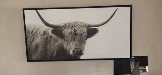 Large Framed Black & White Highland Cow Wall Art