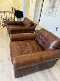 Restoration Hardware Lancaster Lux Leather Club Chairs (set of 2)