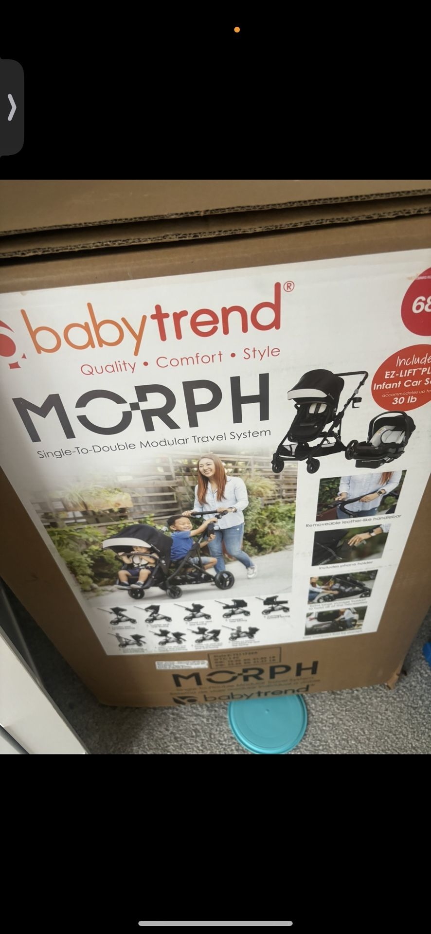 morph baby trend single to double stroller brand new in the box never used