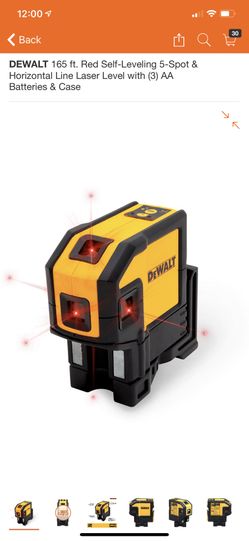 Dewalt 165 ft Red Self-Leveling 5 Spot & Horizontal Line Láser Level With 3 AAA Battery &Case