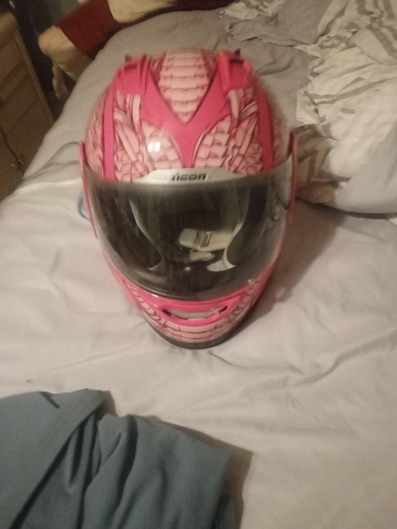 Pink Icon Motorcycle Helmet