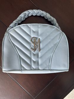 Steve Madden Light Blue Quilted Dome Satchel Top Handle Zip w/ Detachable Strap