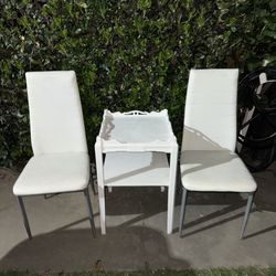 2 chairs and 1 shabby Chic Table tall 27" wide 17 1/2" by 17 1/2