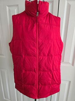 Red Quilted Puffer Vest Lands End Medium